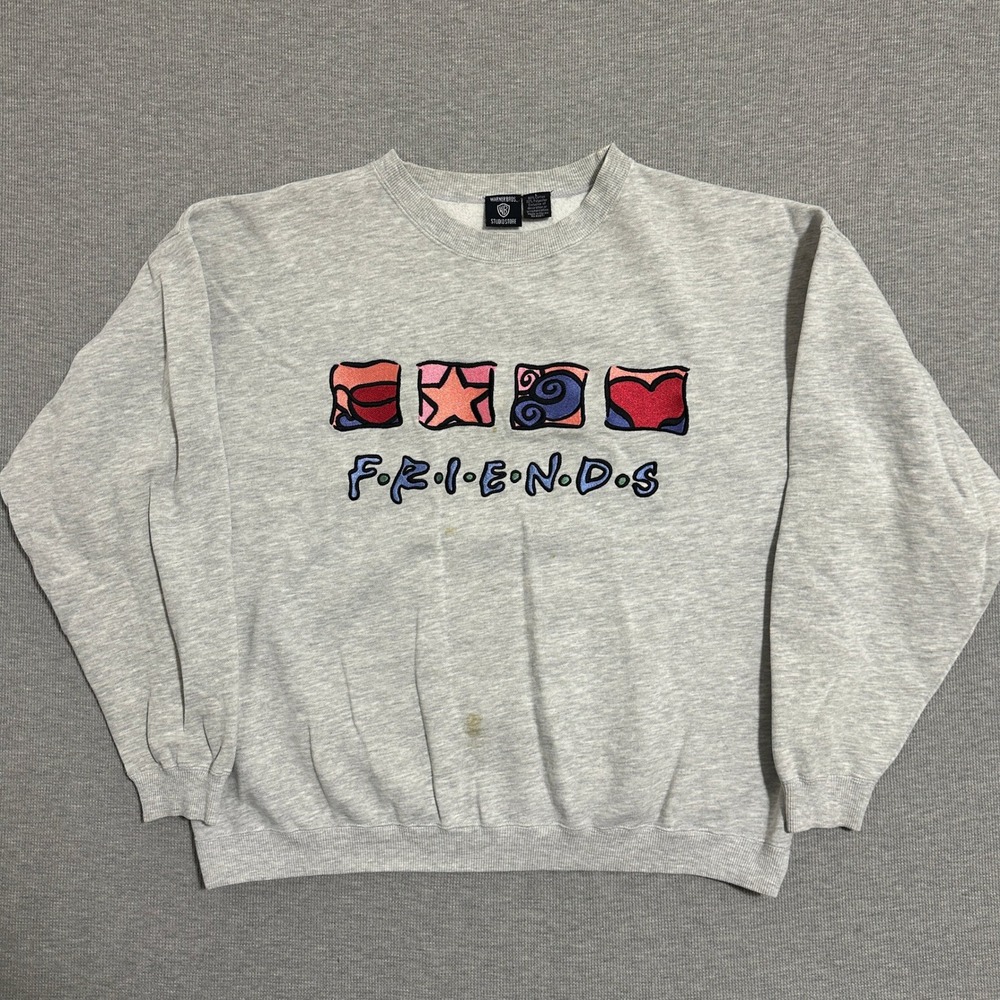 Vintage 1996 Friends TV Show Sweatshirt Warner Bros Studio Store Gray Mens L